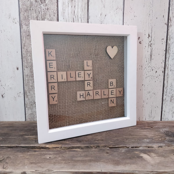 scrabble frame with names