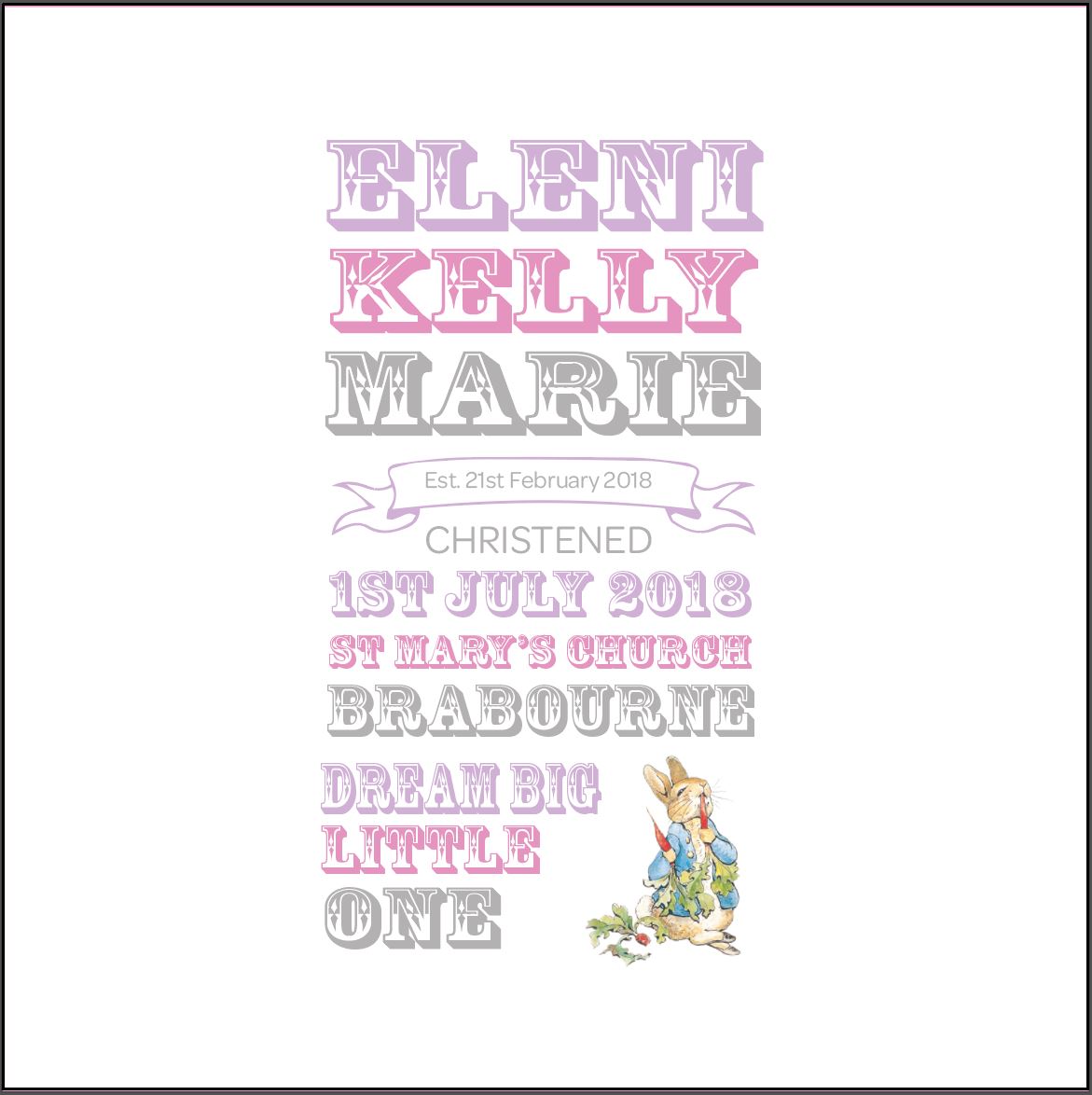 Baby's Christening Day Memory Print Frame from The Wrong End of Town
