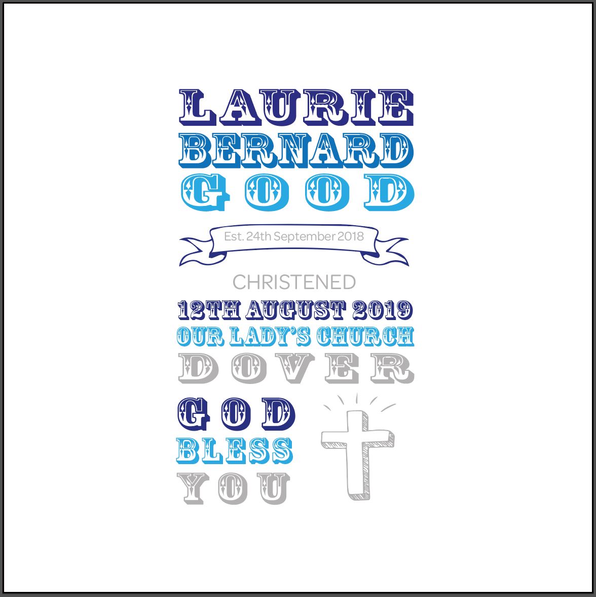 Baby's Christening Day Memory Print Frame from The Wrong End of Town