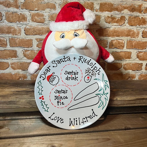 Christmas Eve Plate with soft toy Santa