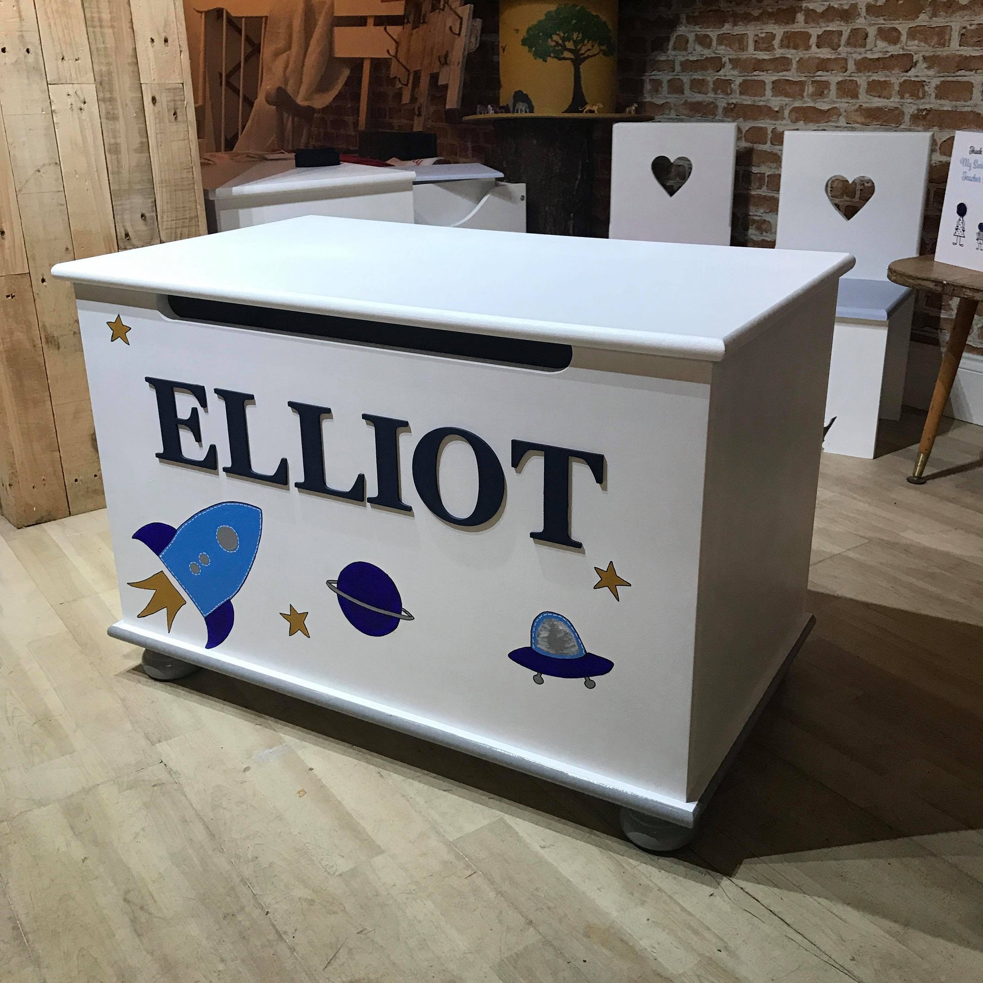 Personalised Handmade Wooden Top Toy Box from The Wrong End of Town