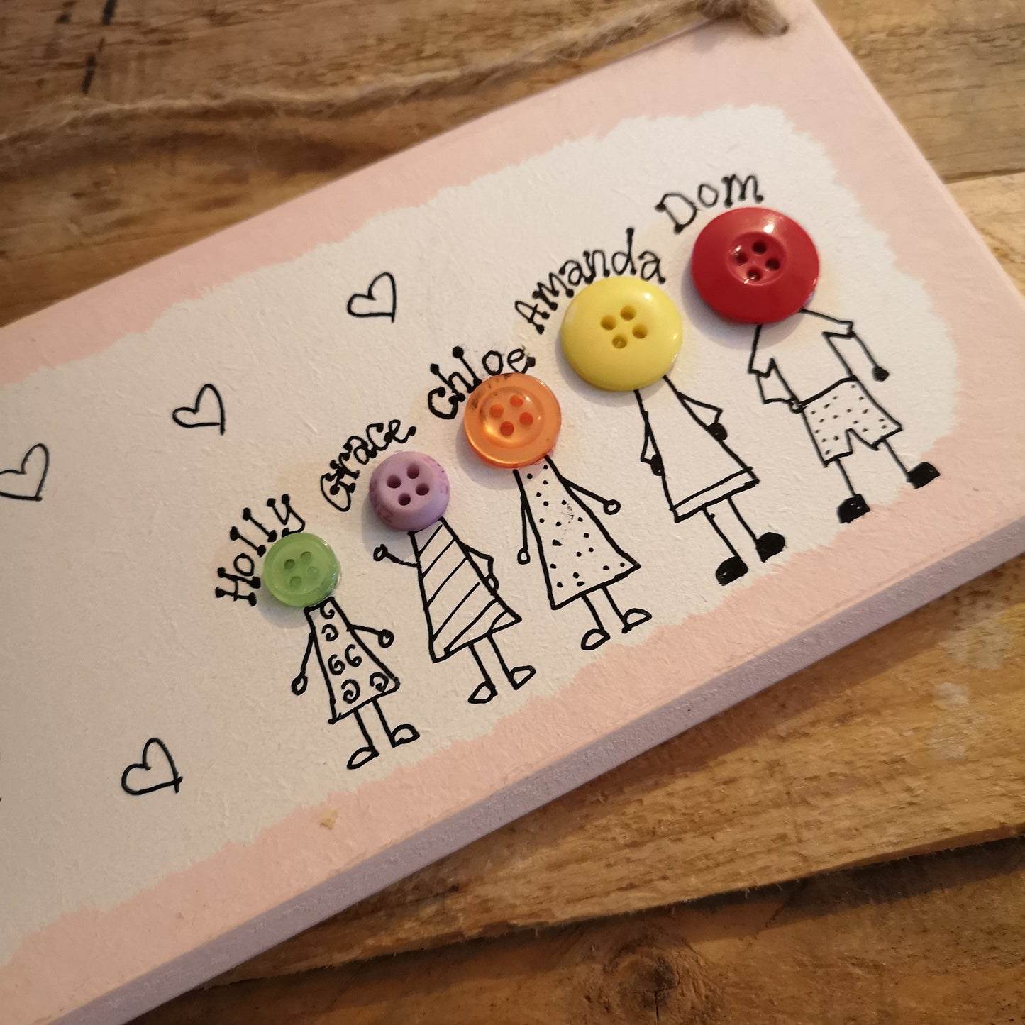 Personalised Button Family Plaque
