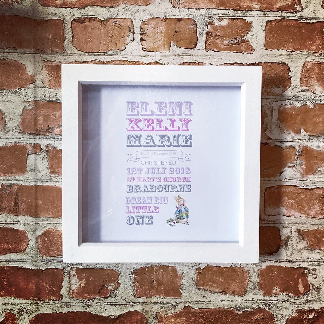 Baby's Christening Day Memory Print Frame from The Wrong End of Town