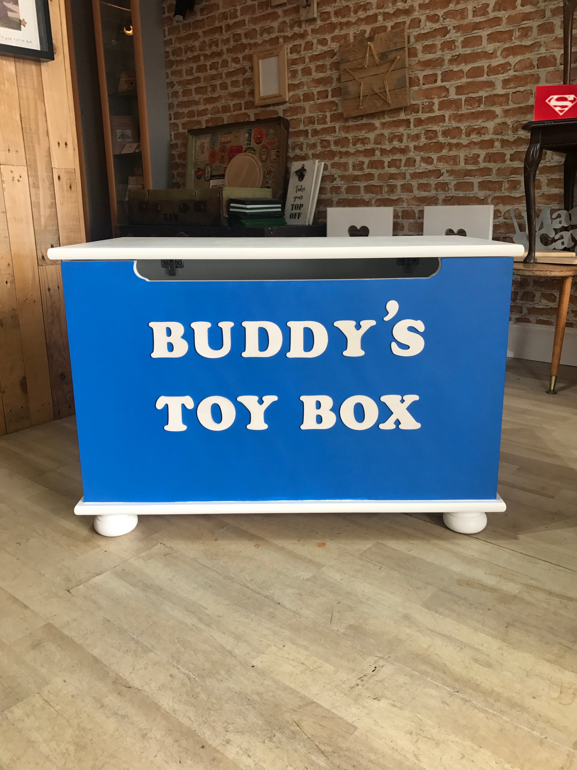 Personalised Handmade Wooden Top Toy Box from The Wrong End of Town