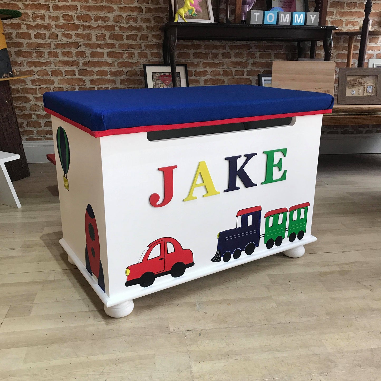 Personalised Handmade Padded Seat Top Toy Box from The Wrong End of Town