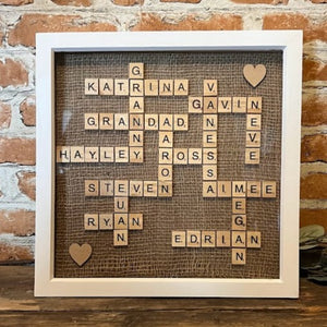 Large family scrabble frame gift