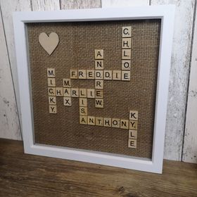 family name frame with scrabble