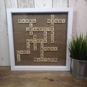 scrabble frame with family