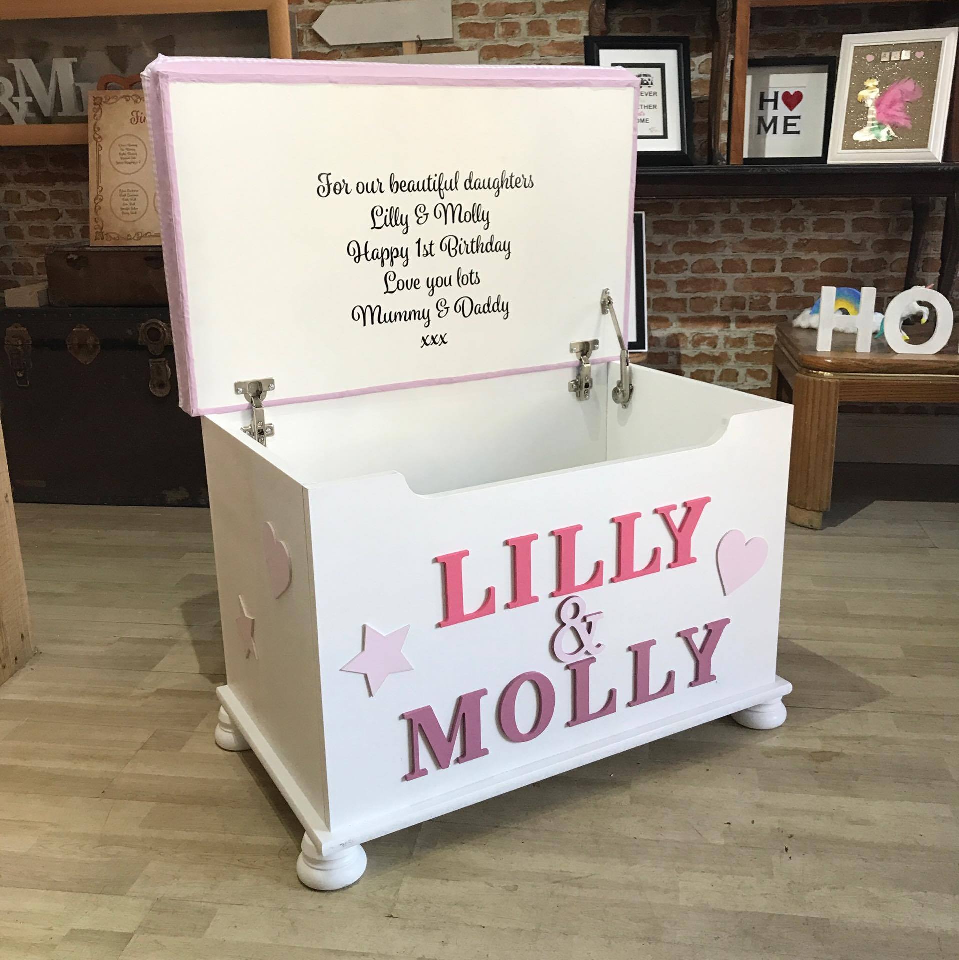 Personalised Handmade Padded Seat Top Toy Box from The Wrong End