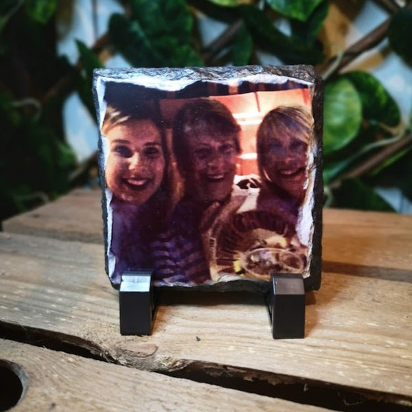 family photo slate with stand