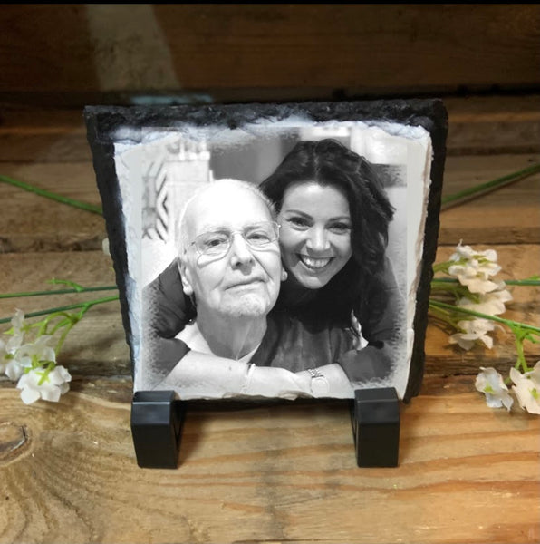black and white photo slate
