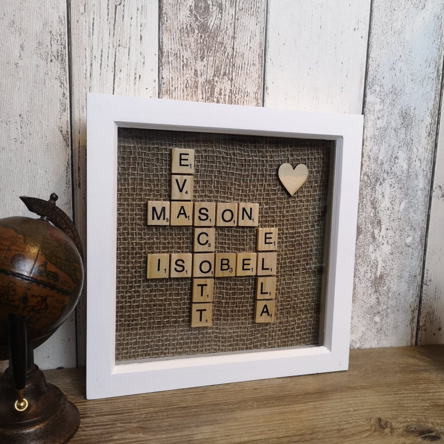 Family Scrabble Name Frame - white or black frame from The Wrong End of Town