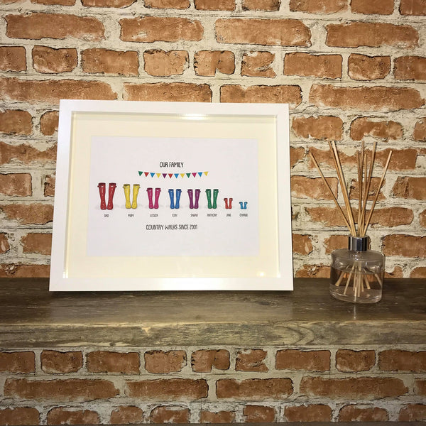 Welly Boot Family Print Frame